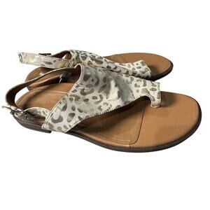 Vionic Ella II Sandals White Leopard Leather Gold  8